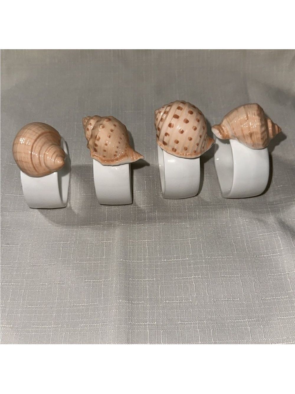 OCI x Fitz Floyd Coquille Seashell Bone China Napkin Rings Set of 4